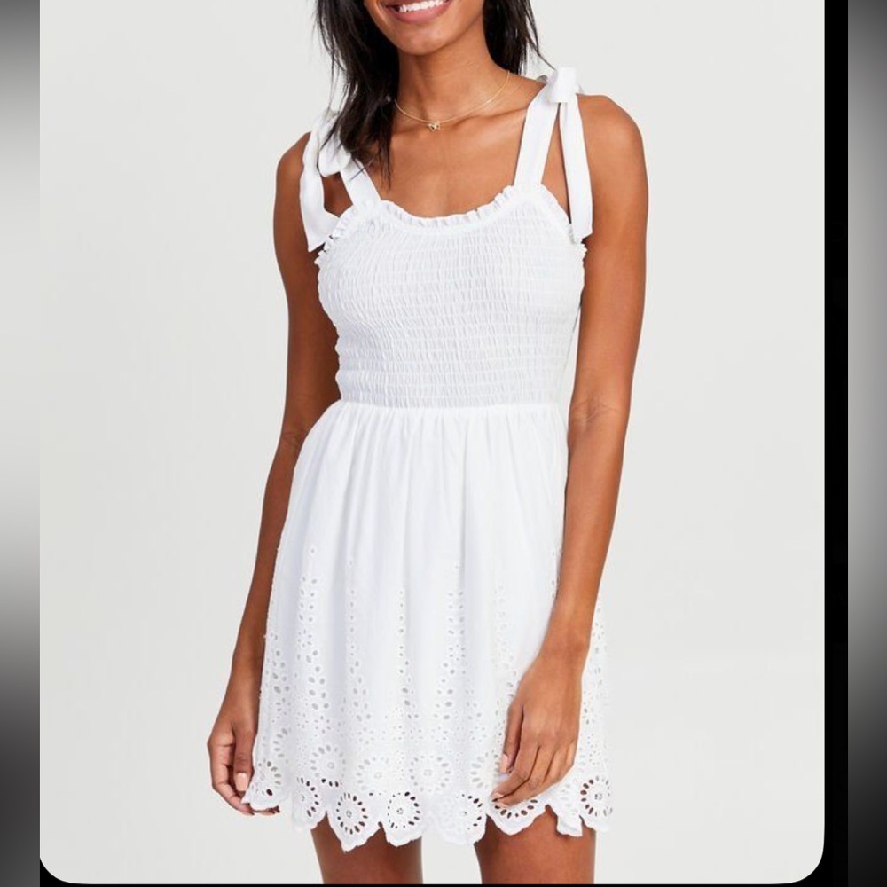 Altar’d State Smocked White Eyelet Mini Dress Size Small